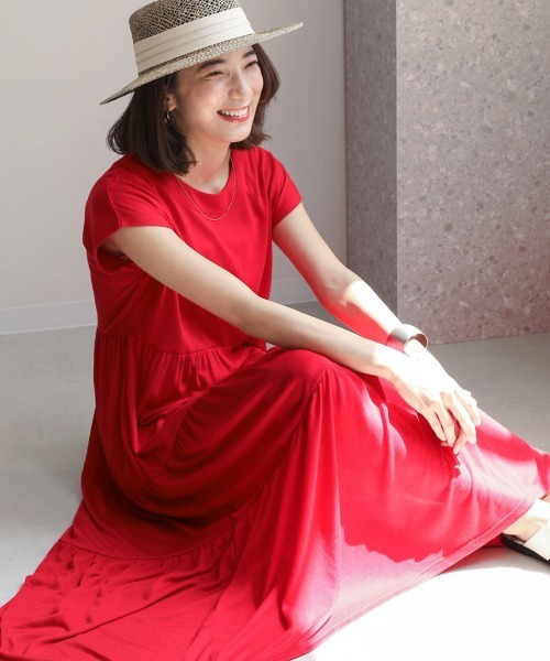 Bou Jeloud（ブージュルード）の「【WEB限定】カットティアードワンピース（ワンピース・レディース・チャコールグレー/ブラック/ブラウン/レッド・FREE）」の6枚目の写真