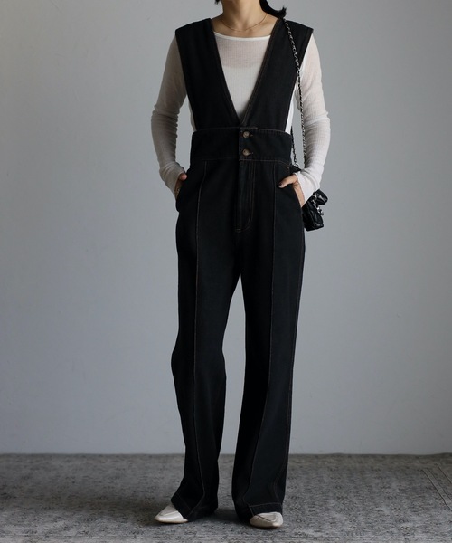 ap retro（アプレトロ）の「【2WAY】アソートサロペット / テーパードパンツ（サロペット/オーバーオール・レディース・インディゴブルー/ブラック/ブラック系その他/ホワイト系その他/ベージュ/カーキ/グレー/ブラック系その他2・MEDIUM/LARGE）」の17枚目の写真