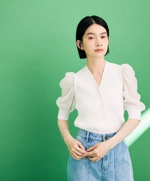 【サステナブル】バルーンスリーブカーディガン