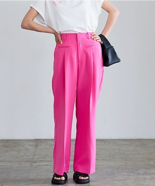 KOBE LETTUCE(コウベレタス)の「ハイウエストストレートパンツ(その他パンツ・レディース・サックスブルー/ミント/ピンク/パープル・M/S)」の1枚目の写真