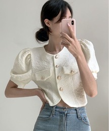 BEIDELLI | [BELLIDE MADE] サマーパフショートスリーブジャケット(ノーカラージャケット)