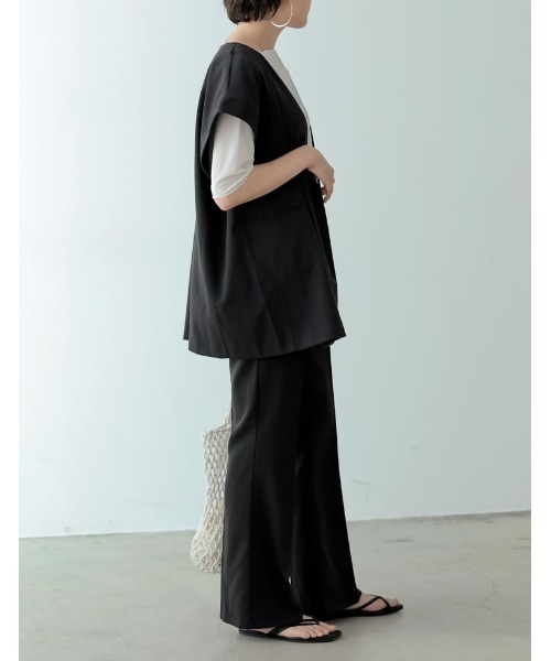 セール】ツイルオーバーサイズノースリジャケット（ノーカラー