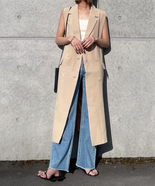 Chillfar（チルファー）の「ロングジレベスト（ベスト・レディース・ブラック/ベージュ/ブラウン/オレンジ/アイボリー・FREE）」の5枚目の写真