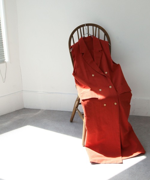 Chillfar（チルファー）の「ロングジレベスト（ベスト・レディース・ブラック/ベージュ/ブラウン/オレンジ/アイボリー・FREE）」の9枚目の写真