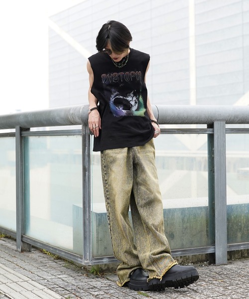 G.O.C（ジーオーシー）の「カットオフ ワイド カラー デニム パンツ（デニムパンツ・メンズ・ホワイト/パープル/レッド/イエロー・MEDIUM/LARGE）」の15枚目の写真