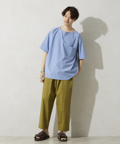 JOURNAL STANDARD relume(ジャーナルスタンダード レリューム)の「RE:TR STRETCH ヘンリーネック半袖シャツ(シャツ/ブラウス・メンズ・ライトグレー/サックスブルー/アイボリー・MEDIUM/LARGE)」の8枚目の写真