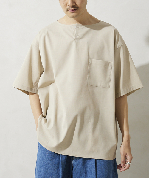 JOURNAL STANDARD relume(ジャーナルスタンダード レリューム)の「RE:TR STRETCH ヘンリーネック半袖シャツ(シャツ/ブラウス・メンズ・ライトグレー/サックスブルー/アイボリー・MEDIUM/LARGE)」の21枚目の写真