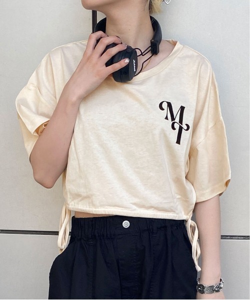 PairPair（ペアペア）の「裾ドロストクロップドＴee（Tシャツ/カットソー・レディース・ブラック/アイボリー・FREE）」の3枚目の写真