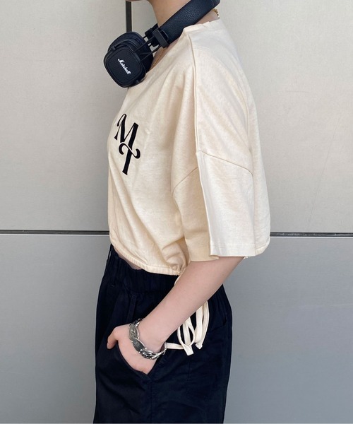 PairPair（ペアペア）の「裾ドロストクロップドＴee（Tシャツ/カットソー・レディース・ブラック/アイボリー・FREE）」の4枚目の写真