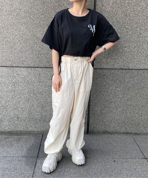 PairPair（ペアペア）の「裾ドロストクロップドＴee（Tシャツ/カットソー・レディース・ブラック/アイボリー・FREE）」の11枚目の写真