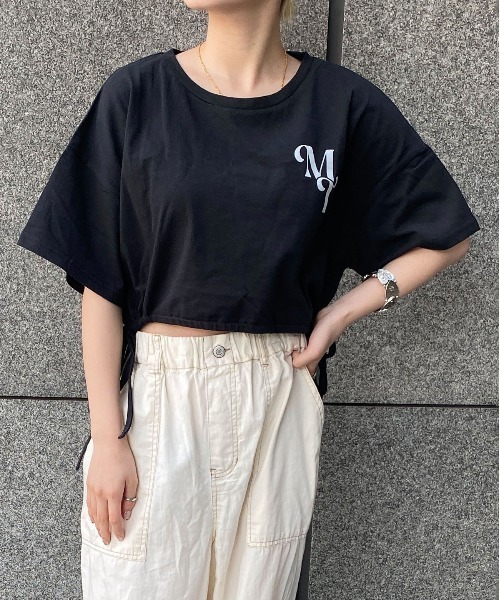 PairPair（ペアペア）の「裾ドロストクロップドＴee（Tシャツ/カットソー・レディース・ブラック/アイボリー・FREE）」の8枚目の写真