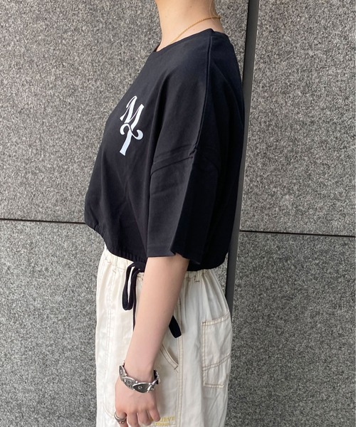 PairPair（ペアペア）の「裾ドロストクロップドＴee（Tシャツ/カットソー・レディース・ブラック/アイボリー・FREE）」の9枚目の写真