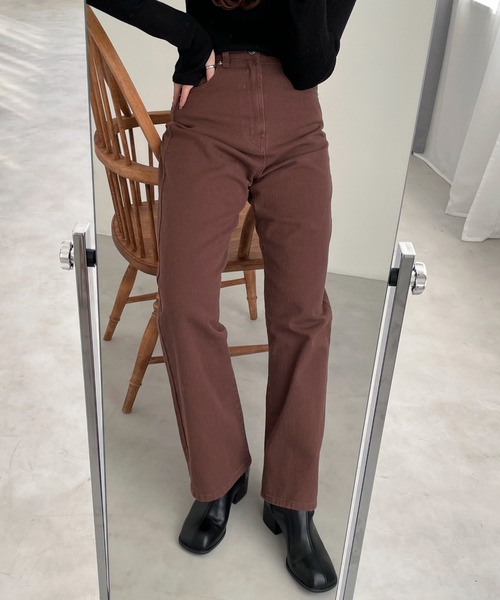 EPIMI E'PIMMY（エピミエピミー）の「ワイドストレートカラーデニム（デニムパンツ・レディース・ブルー/ネイビー/パープル/ブラウン/ブラック/グリーン/オレンジ/ピンク/レッド・MEDIUM/SMALL）」の3枚目の写真