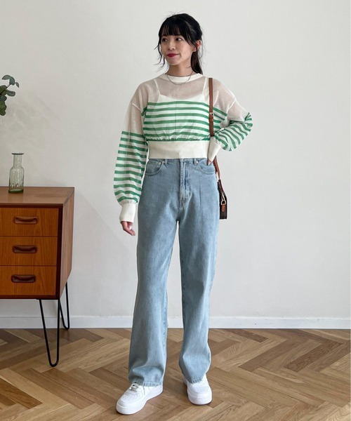 EPIMI E'PIMMY（エピミエピミー）の「ワイドストレートカラーデニム（デニムパンツ・レディース・ブルー/ネイビー/パープル/ブラウン/ブラック/グリーン/オレンジ/ピンク/レッド・MEDIUM/SMALL）」の21枚目の写真