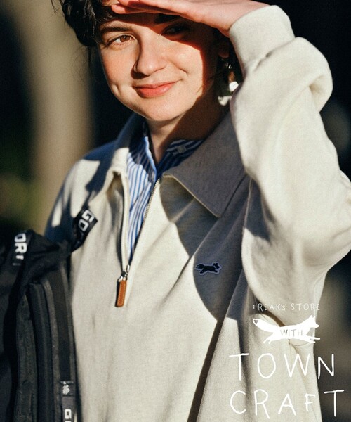FREAK'S STORE(フリークスストア)の「TOWN CRAFT × FREAK'S STORE/タウンクラフト 別注 ハーフジップポロスウェット(スウェット・レディース・ブラック/オリーブ/グレー/ネイビー/ナチュラル/レッド/その他13・フリ-)」の9枚目の写真