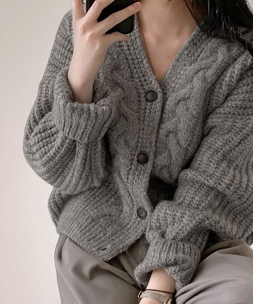 セール】ケーブルニットカーディガン（カーディガン/ボレロ）｜Girly