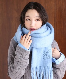 one after another NICE CLAUP | N刺しゅう入りフリンジマフラー(マフラー)