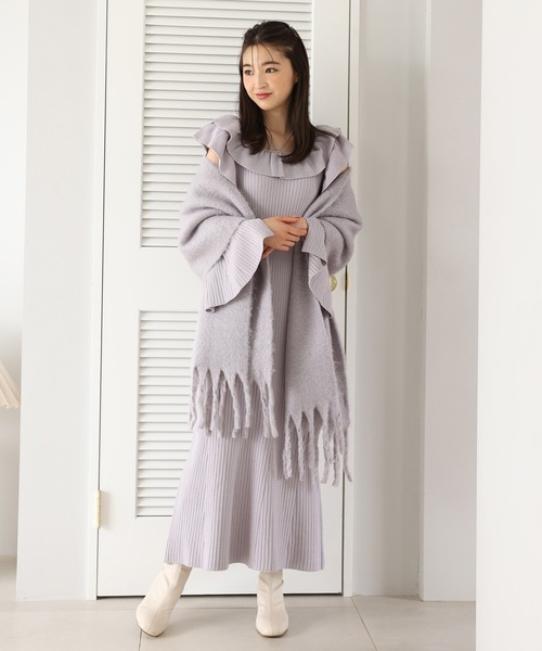 one after another NICE CLAUP(ワンアフターアナザーナイスクラップ)の「N刺しゅう入りフリンジマフラー(マフラー・レディース・ライトグレー/ブルー/アイボリー/モカ/ベビーピンク/フューシャピンク・FREE)」の15枚目の写真