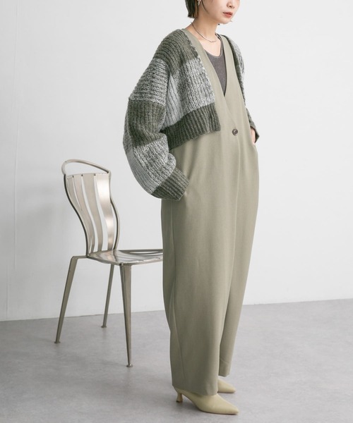 KBF（ケイビーエフ）の「ラップサロペット（サロペット/オーバーオール・レディース・カーキ/ブラック・38/36）」の4枚目の写真