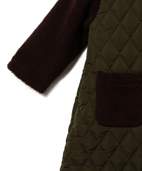 B:MING by BEAMS（ビーミングバイビームス）の「B:MING by BEAMS / ボアスリーブ キルト ノーカラー コート（110~150cm）（ノーカラーコート・キッズ・オリーブ/ダークオレンジ・140/120/130/110/150）」の6枚目の写真