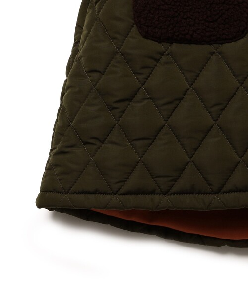 B:MING by BEAMS（ビーミングバイビームス）の「B:MING by BEAMS / ボアスリーブ キルト ノーカラー コート（110~150cm）（ノーカラーコート・キッズ・オリーブ/ダークオレンジ・140/120/130/110/150）」の4枚目の写真