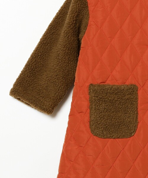 B:MING by BEAMS（ビーミングバイビームス）の「B:MING by BEAMS / ボアスリーブ キルト ノーカラー コート（110~150cm）（ノーカラーコート・キッズ・オリーブ/ダークオレンジ・140/120/130/110/150）」の13枚目の写真