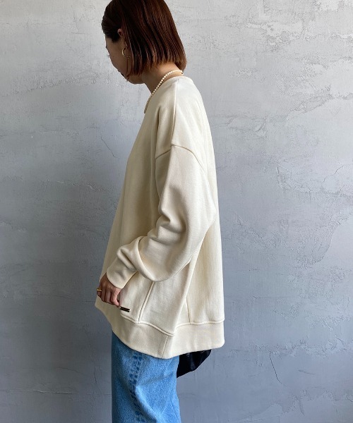 MICA&DEAL（マイカ＆ディール）の「[MICA&DEAL/マイカアンドディール] 別注 ルーズフィット クルーネックスウェット（スウェット・レディース・ブラック/グレー/オフホワイト/カーキ・F）」の9枚目の写真