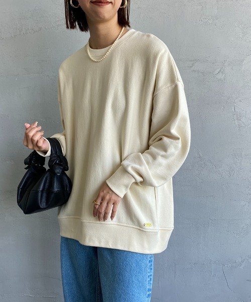 MICA&DEAL（マイカ＆ディール）の「[MICA&DEAL/マイカアンドディール] 別注 ルーズフィット クルーネックスウェット（スウェット・レディース・ブラック/グレー/オフホワイト/カーキ・F）」の8枚目の写真