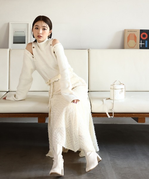 one after another NICE CLAUP（ワンアフターアナザーナイスクラップ）の「ストレッチショートブーツ（ブーツ・レディース・アイボリー/ブラック・SMALL/MEDIUM/LARGE）」の6枚目の写真