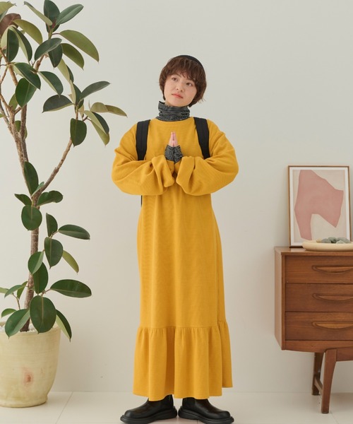 MERLOT（メルロー）の「ワッフルティアードワンピース（ワンピース・レディース・マスタード/モカ/グレー・FREE）」の19枚目の写真