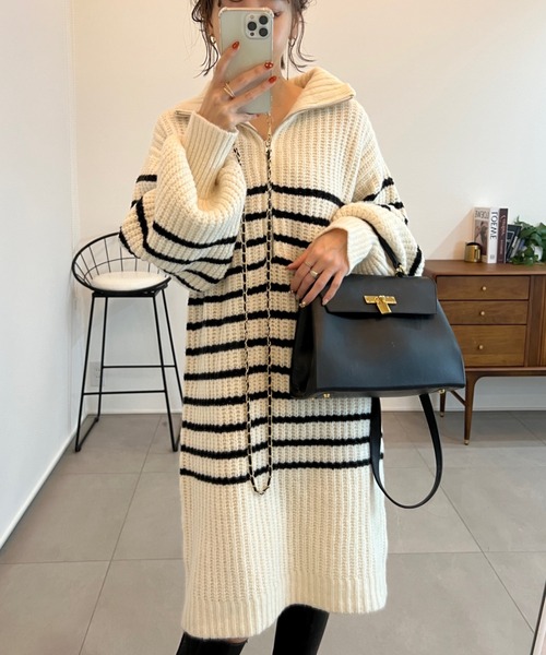 Re:EDIT（リエディ）の「[WINTER COLLECTION][低身長サイズ有]ハーフジップニットチュニック（チュニック・レディース・ブラック/グレー/アイボリー/ホワイト系その他・MEDIUM/SHORT/LARGE）」の2枚目の写真
