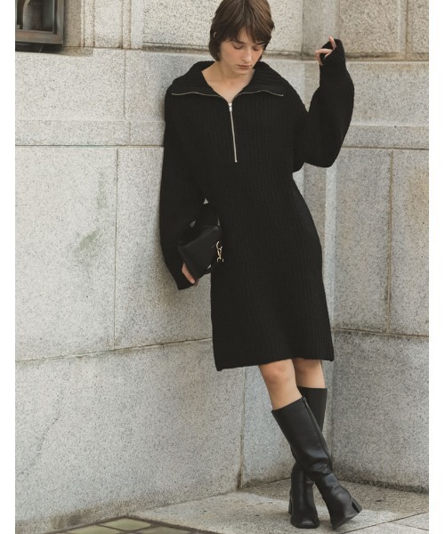 Re:EDIT（リエディ）の「[WINTER COLLECTION][低身長サイズ有]ハーフジップニットチュニック（チュニック・レディース・ブラック/グレー/アイボリー/ホワイト系その他・MEDIUM/SHORT/LARGE）」の6枚目の写真