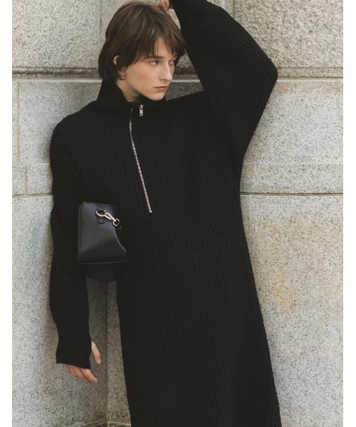 Re:EDIT（リエディ）の「[WINTER COLLECTION][低身長サイズ有]ハーフジップニットチュニック（チュニック・レディース・ブラック/グレー/アイボリー/ホワイト系その他・MEDIUM/SHORT/LARGE）」の5枚目の写真