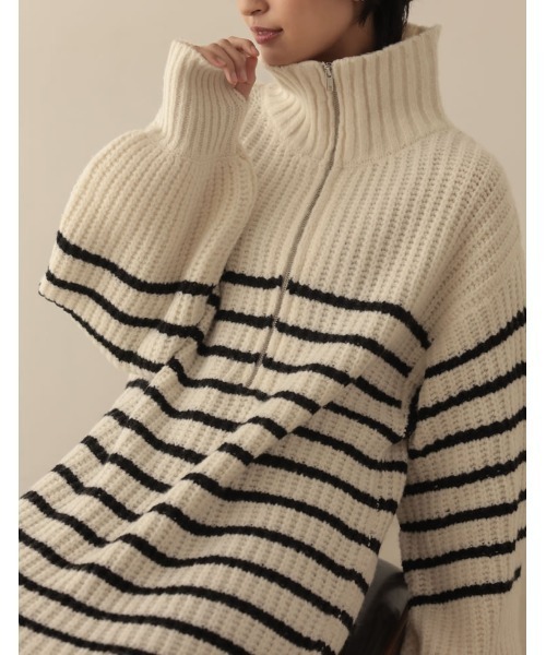 Re:EDIT（リエディ）の「[WINTER COLLECTION][低身長サイズ有]ハーフジップニットチュニック（チュニック・レディース・ブラック/グレー/アイボリー/ホワイト系その他・MEDIUM/SHORT/LARGE）」の18枚目の写真