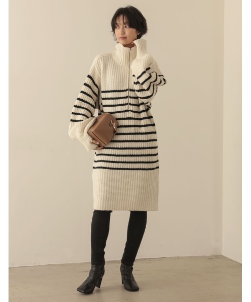 Re:EDIT（リエディ）の「[WINTER COLLECTION][低身長サイズ有]ハーフジップニットチュニック（チュニック・レディース・ブラック/グレー/アイボリー/ホワイト系その他・MEDIUM/SHORT/LARGE）」の21枚目の写真