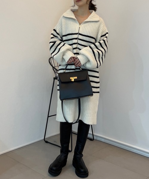 Re:EDIT（リエディ）の「[WINTER COLLECTION][低身長サイズ有]ハーフジップニットチュニック（チュニック・レディース・ブラック/グレー/アイボリー/ホワイト系その他・MEDIUM/SHORT/LARGE）」の16枚目の写真