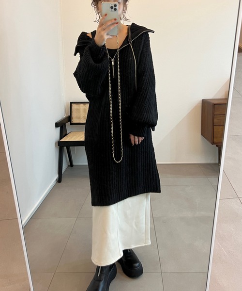 Re:EDIT（リエディ）の「[WINTER COLLECTION][低身長サイズ有]ハーフジップニットチュニック（チュニック・レディース・ブラック/グレー/アイボリー/ホワイト系その他・MEDIUM/SHORT/LARGE）」の14枚目の写真