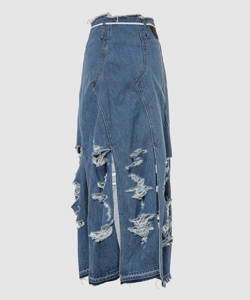 BELPER(ベルパー)の「CONSECUTIVE DENIM SKIRT(スカート・レディース・ベージュ/インディゴブルー・1(S))」の4枚目の写真