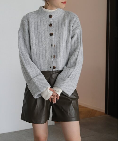 RAY CASSIN（レイカズン）の「TAM2wayモックネックカーディガン（カーディガン/ボレロ・レディース・ライトカーキ/キナリ/杢グレー・FREE）」の6枚目の写真