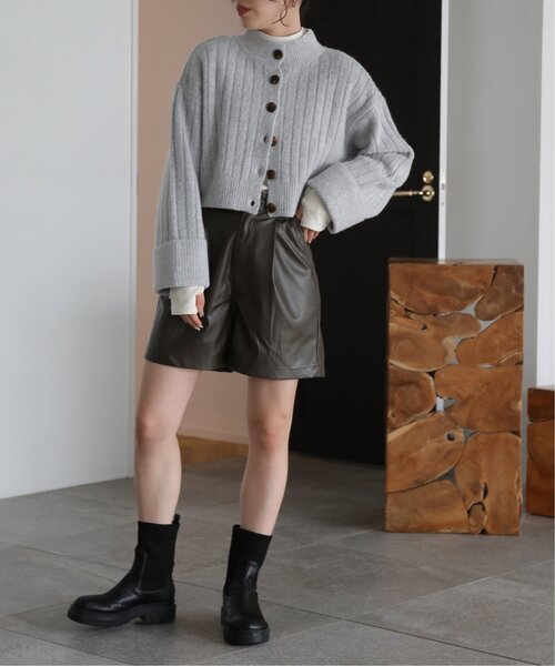 RAY CASSIN（レイカズン）の「TAM2wayモックネックカーディガン（カーディガン/ボレロ・レディース・ライトカーキ/キナリ/杢グレー・FREE）」の13枚目の写真