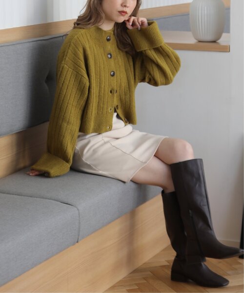 RAY CASSIN（レイカズン）の「TAM2wayモックネックカーディガン（カーディガン/ボレロ・レディース・ライトカーキ/キナリ/杢グレー・FREE）」の7枚目の写真