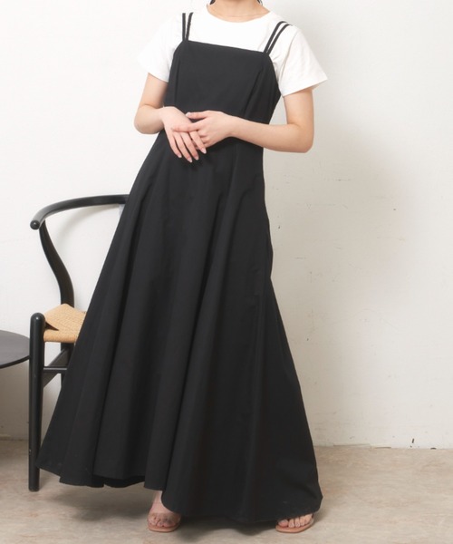 VANNIE U（ヴァニーユー）の「ダブルストラップフレアキャミワンピース/アジャスター付き（ワンピース・レディース・ブラック/レッド/ベージュ・FREE）」の4枚目の写真