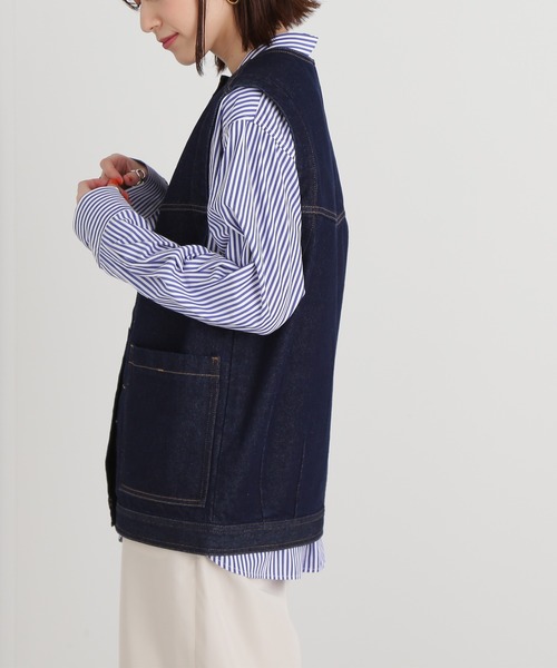 N.（N. Natural Beauty Basic）（エヌエヌナチュラルビューティーベーシック）の「◆デニムジレジャケット（デニムジャケット・レディース・ワンウォッシュ/ブラック・MEDIUM）」の6枚目の写真