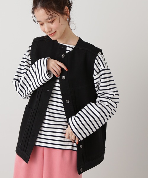 N.（N. Natural Beauty Basic）（エヌエヌナチュラルビューティーベーシック）の「◆デニムジレジャケット（デニムジャケット・レディース・ワンウォッシュ/ブラック・MEDIUM）」の17枚目の写真