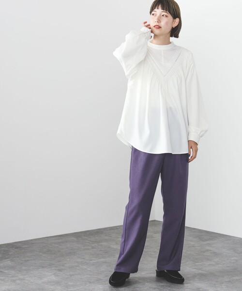 BEAMS HEART（ビームスハート）の「BEAMS HEART / Vヨーク タックレース ブラウス（シャツ/ブラウス・レディース・ベージュ/オフホワイト/サックスブルー・FREE）」の18枚目の写真