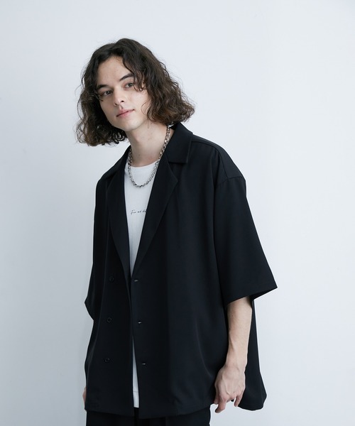 JUNRED（ジュンレッド）の「ライトドレスダブルデザインシャツ（シャツ/ブラウス・メンズ・ブラック/スミクロ/ベージュ系その他2・L/M/S）」の2枚目の写真