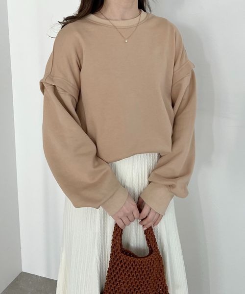 mysty woman(ミスティウーマン)の「スリーブスリット裏毛プルオーバー 190980(Tシャツ/カットソー・レディース・オフホワイト/ライトベージュ/ピンク/ライトグリーン・FREE)」の12枚目の写真