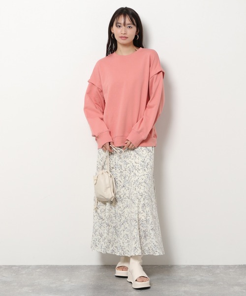 mysty woman(ミスティウーマン)の「スリーブスリット裏毛プルオーバー 190980(Tシャツ/カットソー・レディース・オフホワイト/ライトベージュ/ピンク/ライトグリーン・FREE)」の5枚目の写真