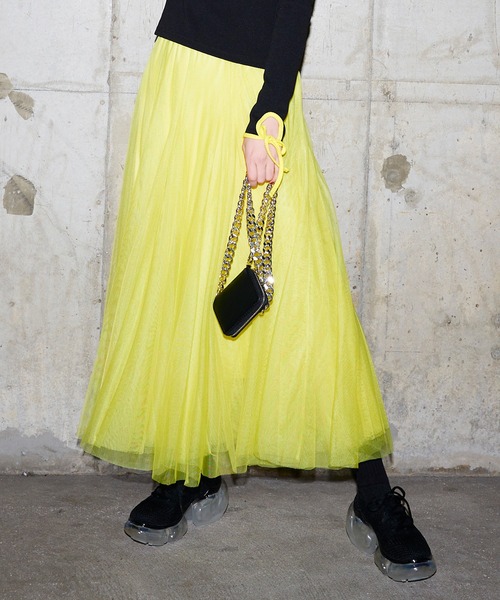 Narcissus（ナルシス）の「【Narcissus】プリーツシアースカート（スカート・レディース・ライム/ブルー・FREE）」の2枚目の写真