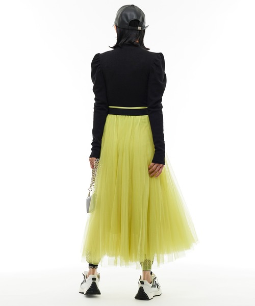 Narcissus（ナルシス）の「【Narcissus】プリーツシアースカート（スカート・レディース・ライム/ブルー・FREE）」の5枚目の写真